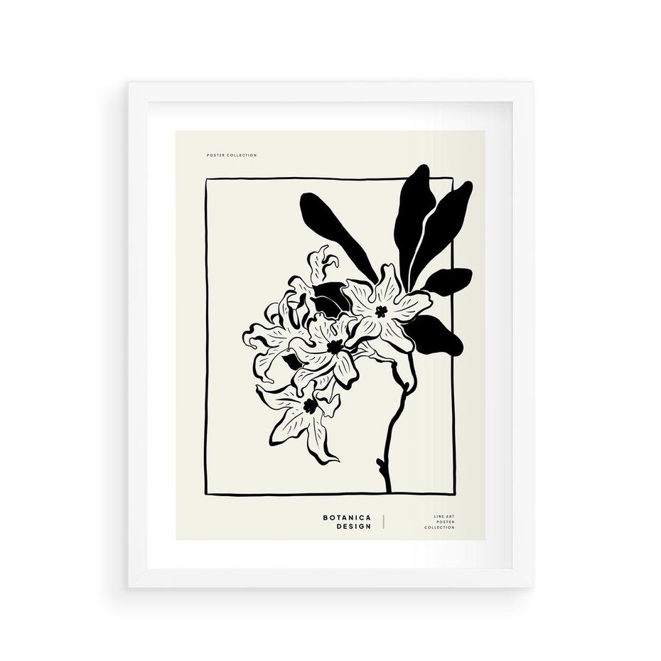 Plakat w ramie 40x50 - Kwiatowe przestrzenie - kwiat, grafika - rama biała