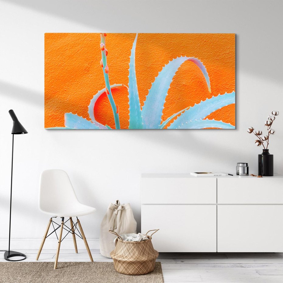 Obraz na płótnie 140x70 - Naturalna Harmonia - kaktusy, liście