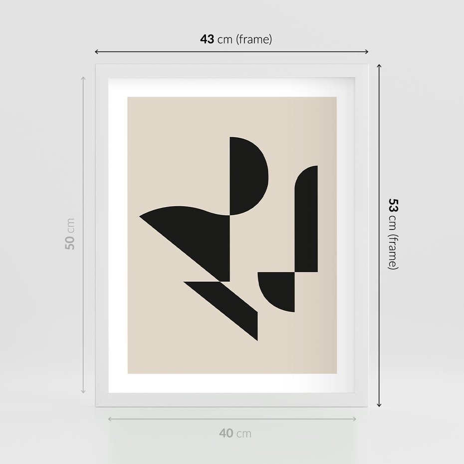 Plakat w ramie 40x50 - Rozkwitająca Abstrakcja - abstrakcyjne geometryczne kształty, minimalizm - rama biała