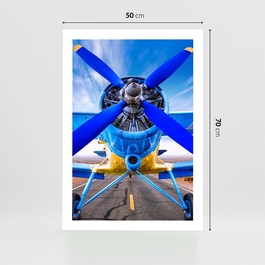 Plakat bez ramy 50x70 - Śmigłowiec indygo - samolot, śmigło
