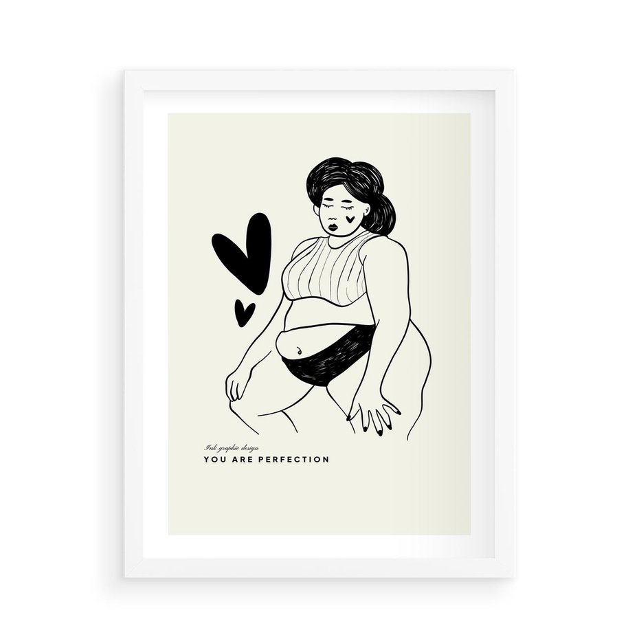 Plakat w ramie 50x70 - Wyrażenie Piękna - rysunek, sztuka nowoczesna - rama biała