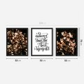 Zestaw obrazy w ramie 50x70 galeria - Hortensja, kwiaty, suche, cytat - rama czarna