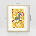 Plakat w ramie 40x50 - Zebra w Nowoczesności - abstrakcyjna nowoczesna grafika, pośrodku zebra - rama drewno