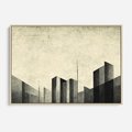 Obraz w ramie 120x80 - Mroczne Wieżowce - postarzana grafika, perspektywa budynków wieżowców - rama drewno