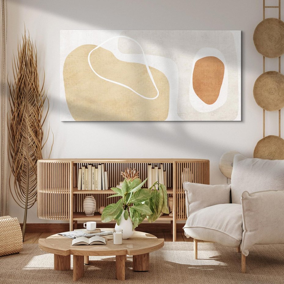 Obraz na płótnie 100x50 - Beżowa Harmonia - abstrakcyjne, nieregularne plamy