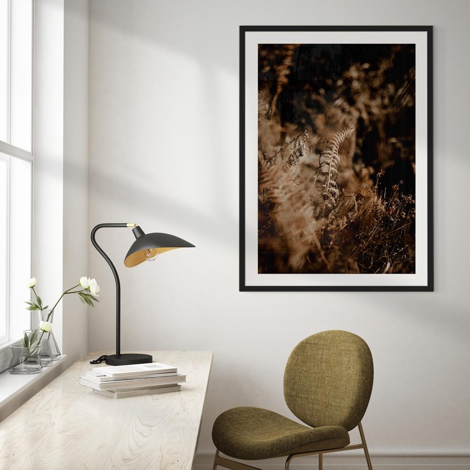 Plakat bez ramy 21x30 - Delikatne Detale - paprocie, brąz