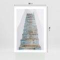 Plakat bez ramy 50x70 - Niebieskie Schody Santorini - stare kamienne schody, niebieskie schody