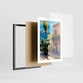 Plakat w ramie 30x40 - Spokój Miasta nad Morzem - akwarela, sródziemnomorski klimat - rama czarna