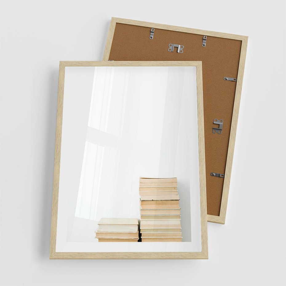 Plakat w ramie 50x70 - Estetyka Literatury - stos książek, minimalistyczna kompozycja - rama drewno