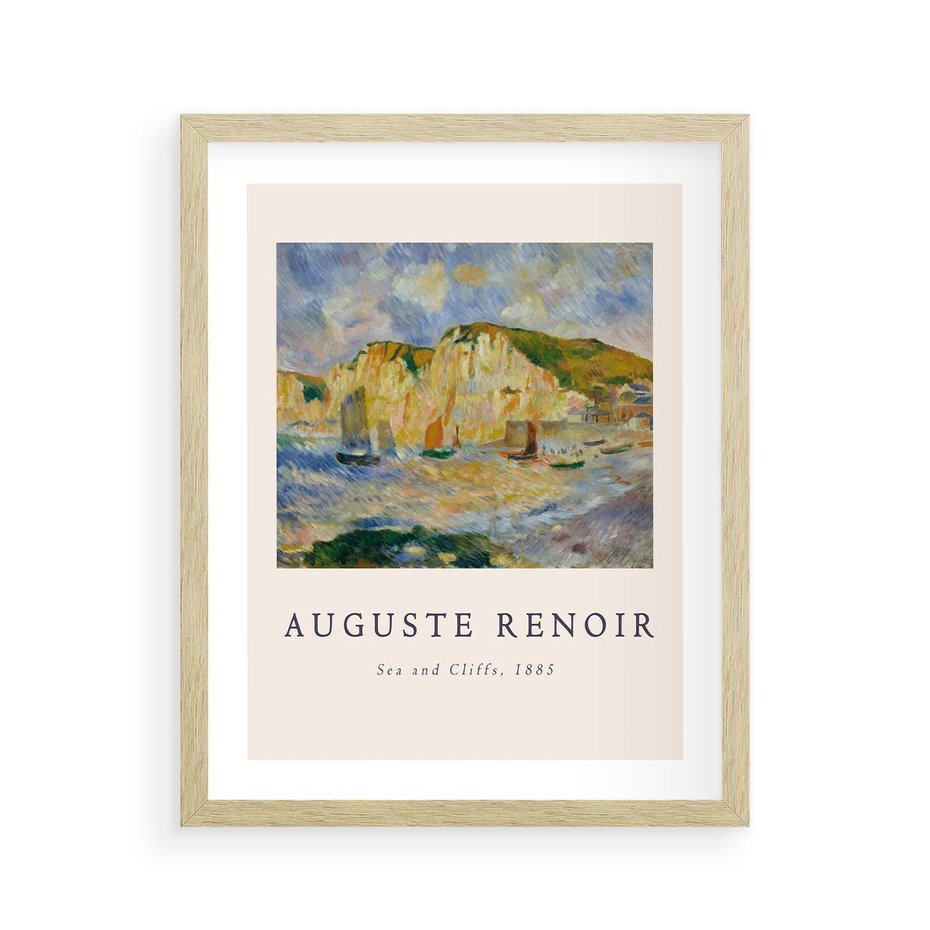 Plakat w ramie 40x50 - Plakat z Reprodukcją A. Renoira - Auguste Renoir, Morze i klify - rama drewno