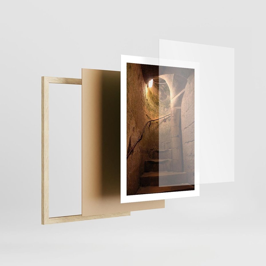 Plakat w ramie 50x70 - Perspektywa uliczki - uliczka, perspektywa - rama drewno