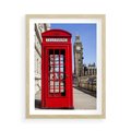 Plakat w ramie 50x70 - Ikoniczna budka telefoniczna w Londynie - budka, telefoniczna - rama drewno