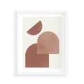 Plakat w ramie 40x50 - Harmonijne Widoki - abstrakcyjne geometryczne kształty, odcienie brązu i beżu - rama biała