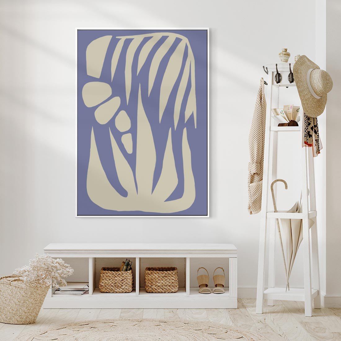 Obraz w ramie 70x100 - Kształty Niewidzialnych Granic - abstrakcyjna sztuka, skandynawski styl - rama biała