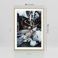 Plakat w ramie 50x70 - W Zimowej Krainie - renifer, zima - rama drewno