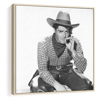 Obraz w ramie 80x80 - Dziki Zachód - retro zdjęcie, czarno białe - rama drewno