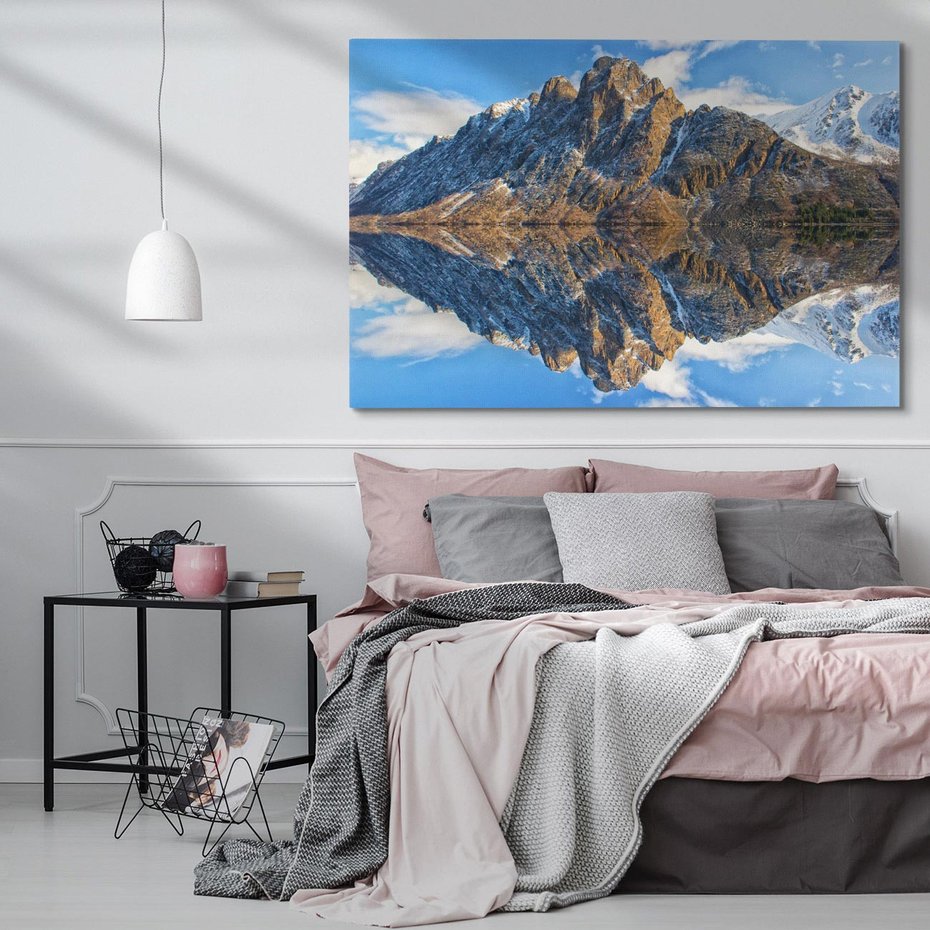 Obraz na płótnie 120x80 - Górskie odbicie jeziora - góry, jezioro