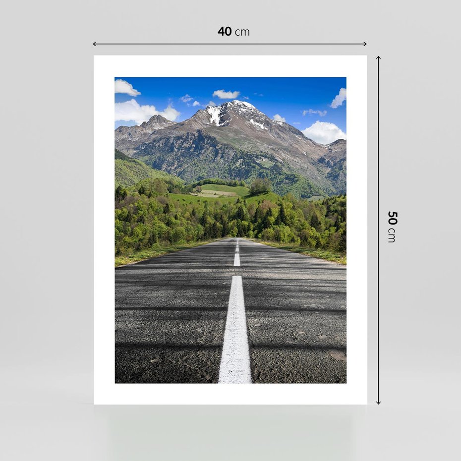 Plakat bez ramy 40x50 - Droga przez góry: podróż do przygody - droga, góry