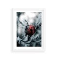 Plakat w ramie 30x40 - Chwila Zimowego Uroku - zima, ośnieżona gałązka - rama biała