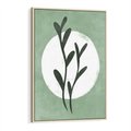 Obraz w ramie 50x70 - Kształty Zielonego Ukojenia - zielony plakat, roślinne motywy - rama drewno
