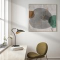Obraz w ramie 80x80 - Delikatne Plamy - akwarelowe plamy, złote linie - rama drewno
