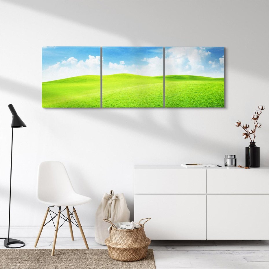 Obraz na płótnie 150x50 - Łąka pod Niebem - łąka, niebo