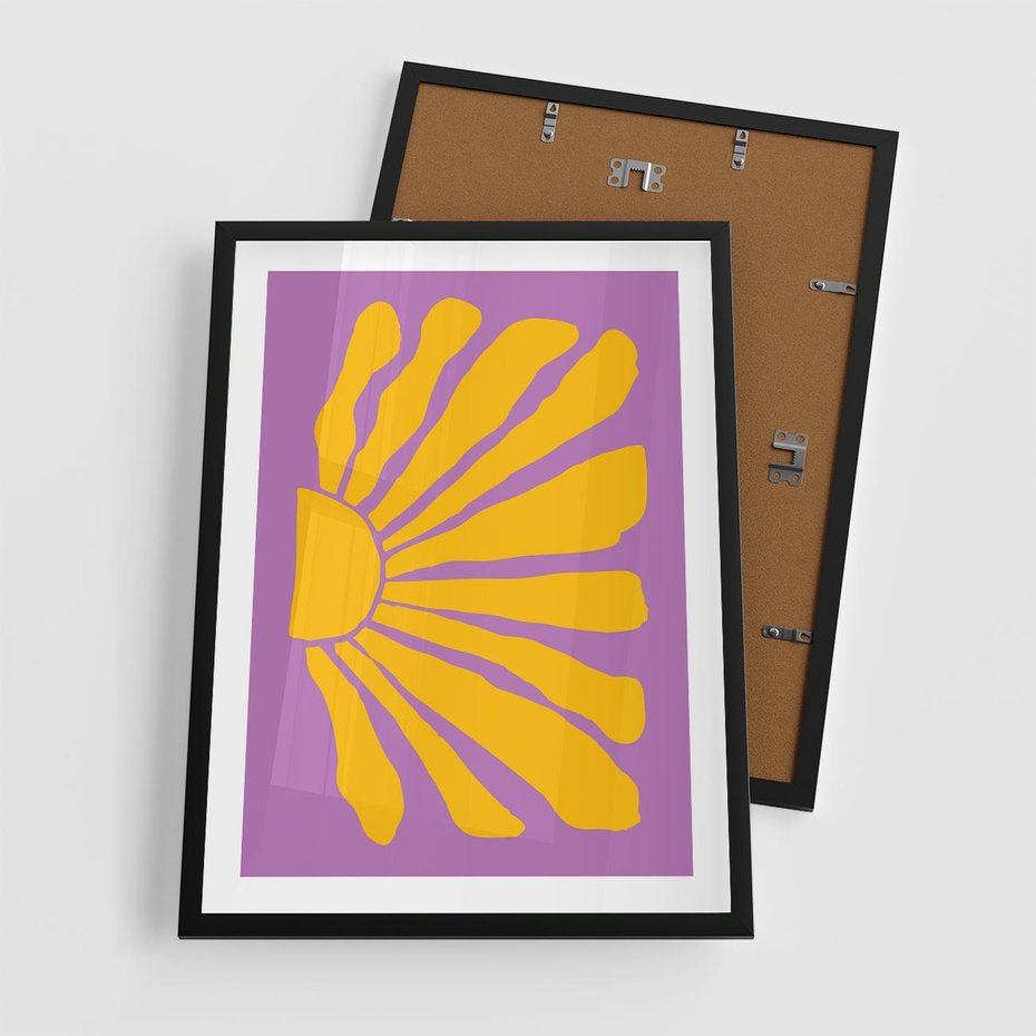 Plakat w ramie 50x70 - Podróżne Kontury - abstrakcyjny plakat, intensywne różowe tło - rama czarna