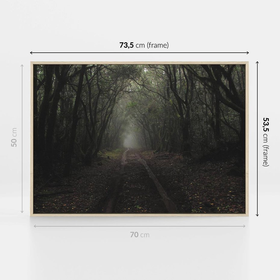 Obraz w ramie 70x50 - Urok Drogi - las, droga - rama drewno