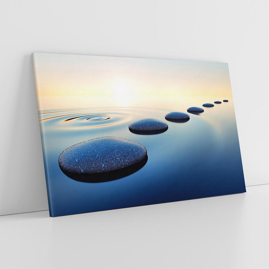 Obraz na płótnie 100x70 - Spokój kamieni w SPA - kamienie, woda