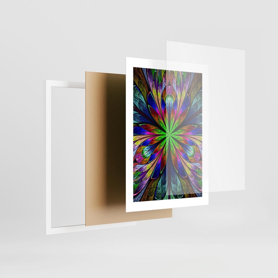 Plakat w ramie 30x40 - Witrażowa magia na płótnie - witraż, sztuka - rama biała