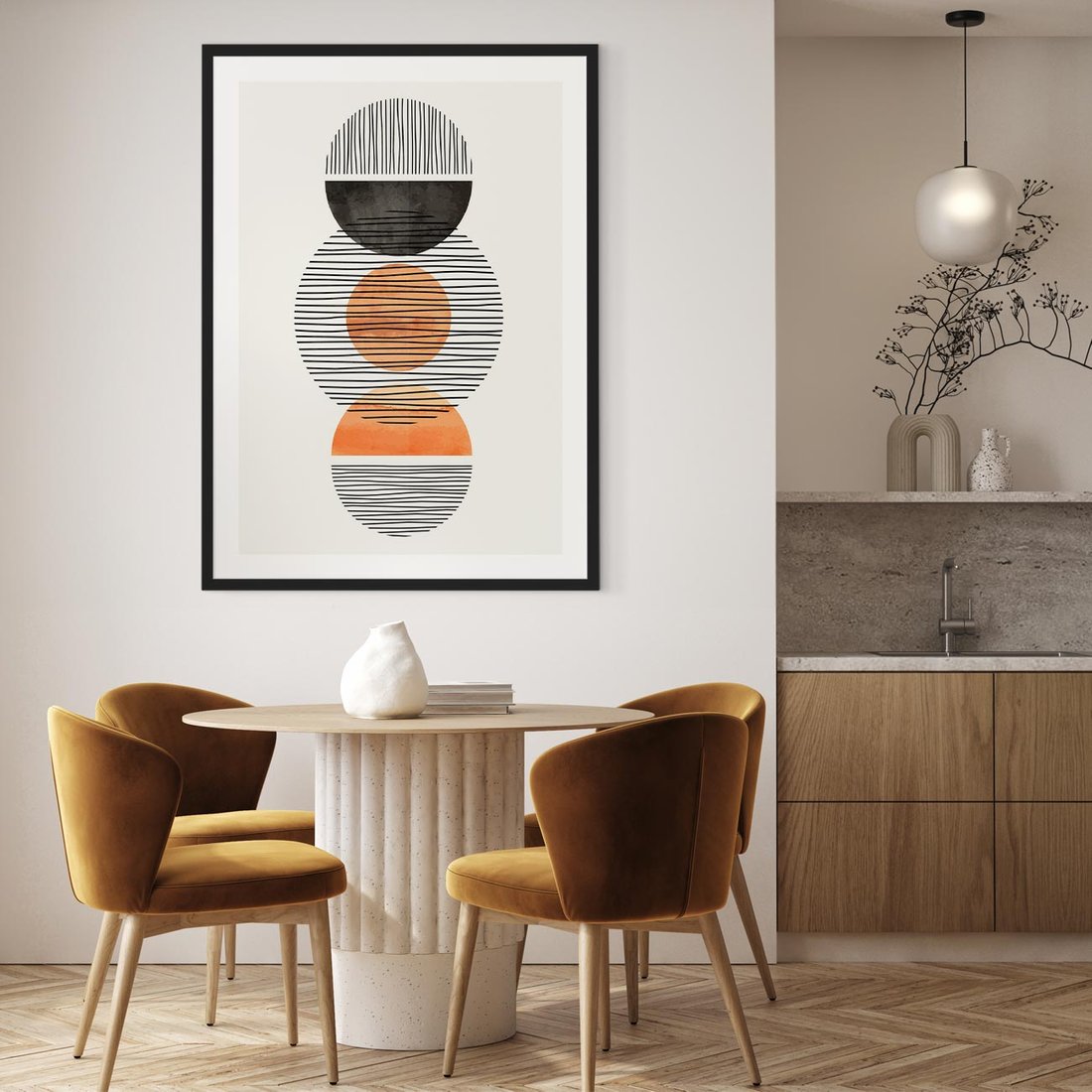 Plakat w ramie 50x70 - Geometryczna Abstrakcja - abstrakcja, nowoczesny obraz - rama czarna