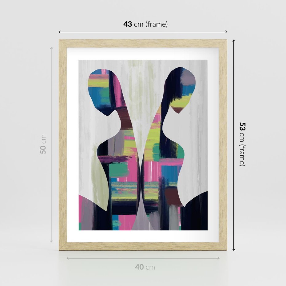 Plakat w ramie 40x50 - Nowa Era - abstrakcyjny plakat, nowoczesna sztuka - rama drewno