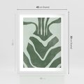 Plakat w ramie 40x50 - Zieleń Odpoczynku - zielony plakat, nieregularne splątane linie - rama biała