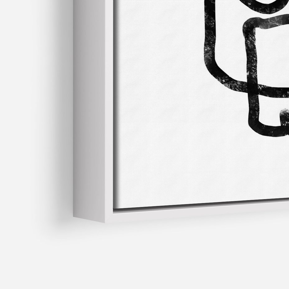 Obraz w ramie 70x100 - Portret Kociej Duszy - szkic kota, prymitywizm - rama biała