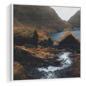 Obraz w ramie 80x80 - Spokój Natury - skandynawski, pejzaż - rama biała