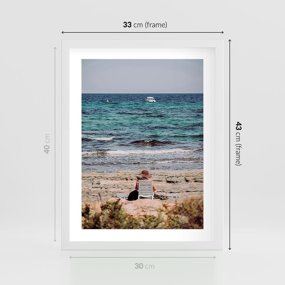 Plakat w ramie 30x40 - Relaks na Plaży - wakacje, plaża - rama biała