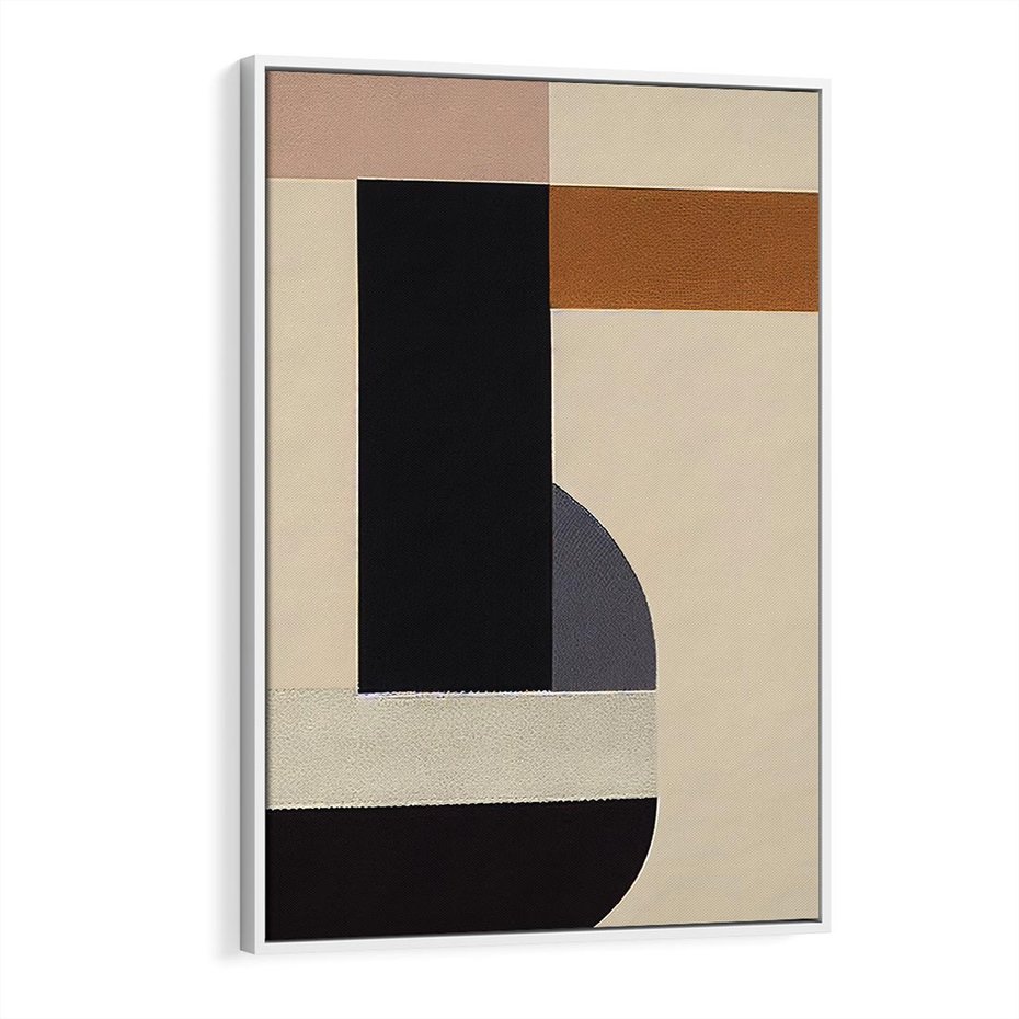 Obraz w ramie 80x120 - Nowoczesne Brązy - geometryszne pasy, nowoczesny styl - rama biała