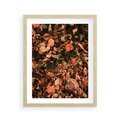 Plakat w ramie 40x50 - Jesienny Splot: Pomarańczowe Liście - liście, pomarańczowe suche liście - rama drewno