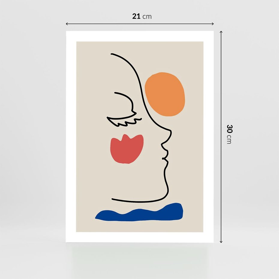 Plakat bez ramy 21x30 - Taniec Przenikających Plam - abstrakcyjny obraz, przypomina twarz