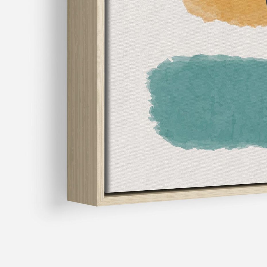 Obraz w ramie 80x80 - Wibracje Barw - abstrakcyjne akwarelowe plamy, nieregularne kreski - rama drewno