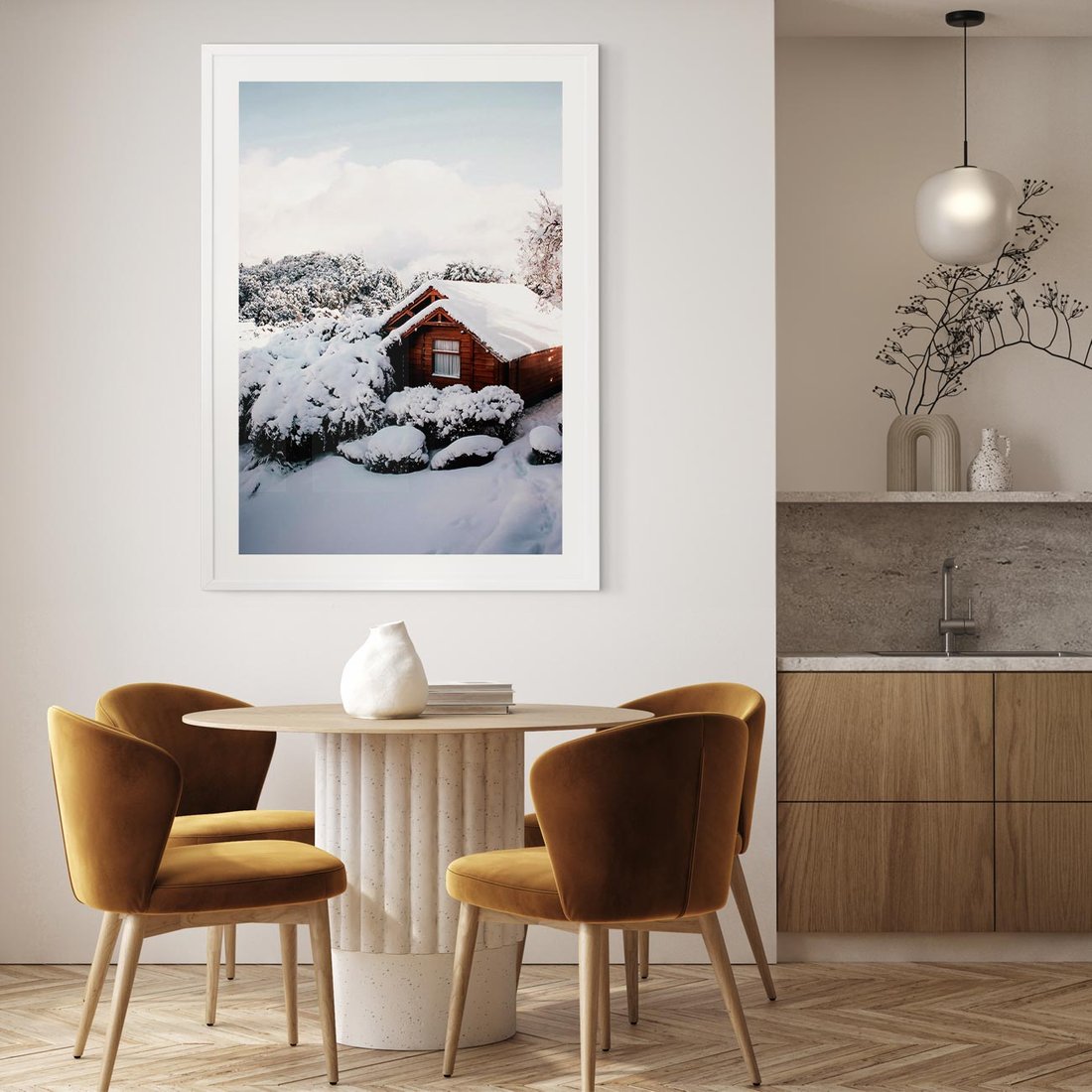 Plakat bez ramy 30x40 - Zimowa Idylla w Górach - zima w górach, ośnieżone góry