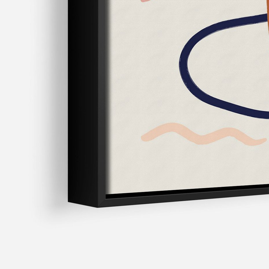 Obraz w ramie 50x70 - Mgnienie Oka - abstrakcja w stylu picasso, beżowe tło - rama czarna