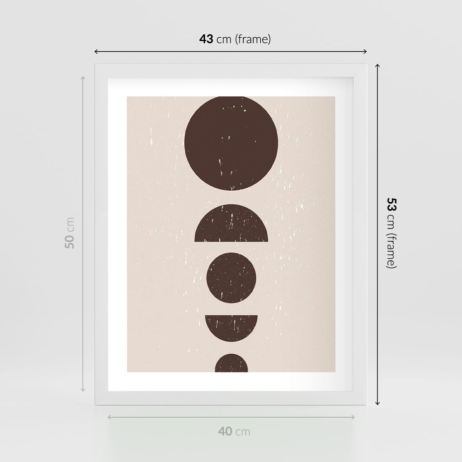Plakat w ramie 40x50 - Migocące Granice - mid century styl, nowoczesna grafika - rama biała