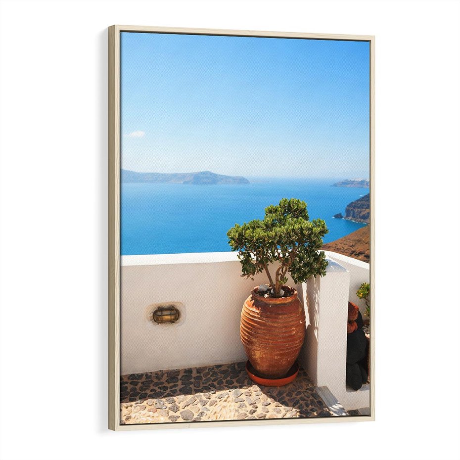 Obraz w ramie 80x120 - Santorini - oaza greckiej wyspy - Santorini, grecka - rama drewno