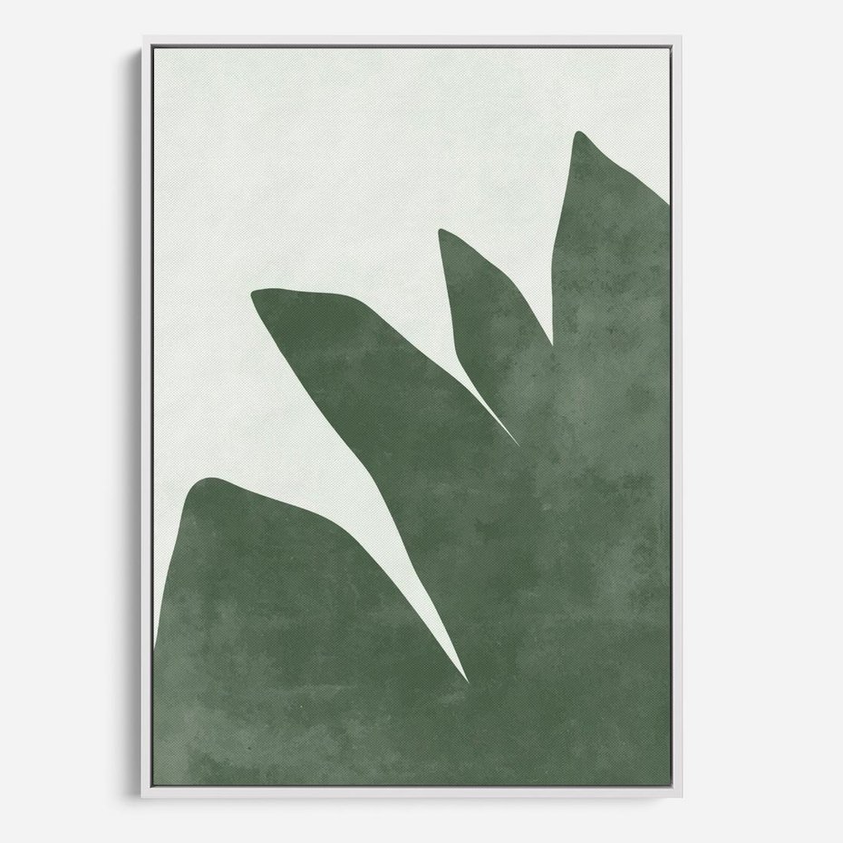 Obraz w ramie 80x120 - Oaza Harmonii - abstrakcyjny kształt, zielony plakat - rama biała