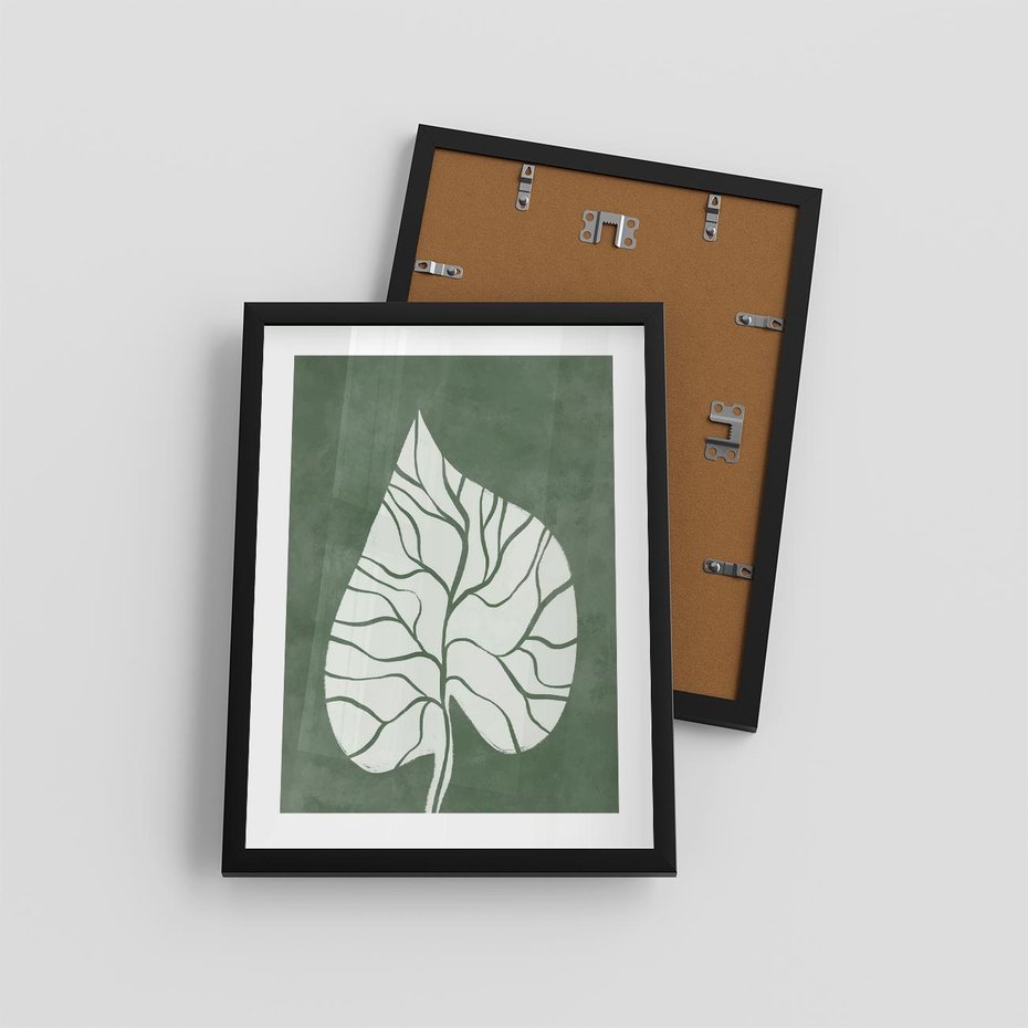 Plakat w ramie 30x40 - Migotliwe Wnętrze Zieleni - zielony plakat, roślinne motywy - rama czarna