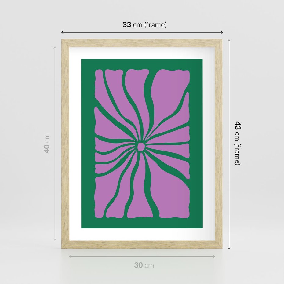 Plakat w ramie 30x40 - Bezczasowe Impresje - abstrakcyjny plakat, boho styl - rama drewno