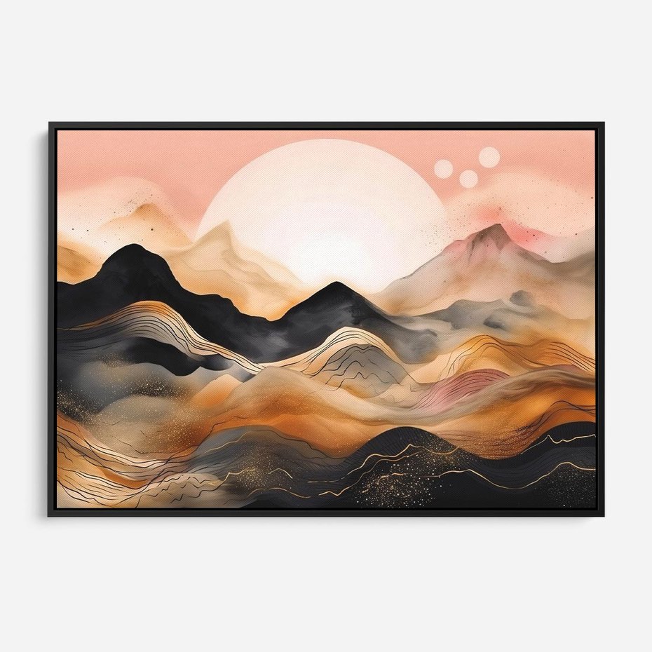 Obraz w ramie 100x70 - Grafika Zachodu - nowoczesna grafika, odcienie pastelowe - rama czarna