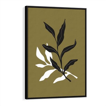 Obraz w ramie 70x100 - Wewnętrzne Odsłony - liście, gałązki - rama czarna