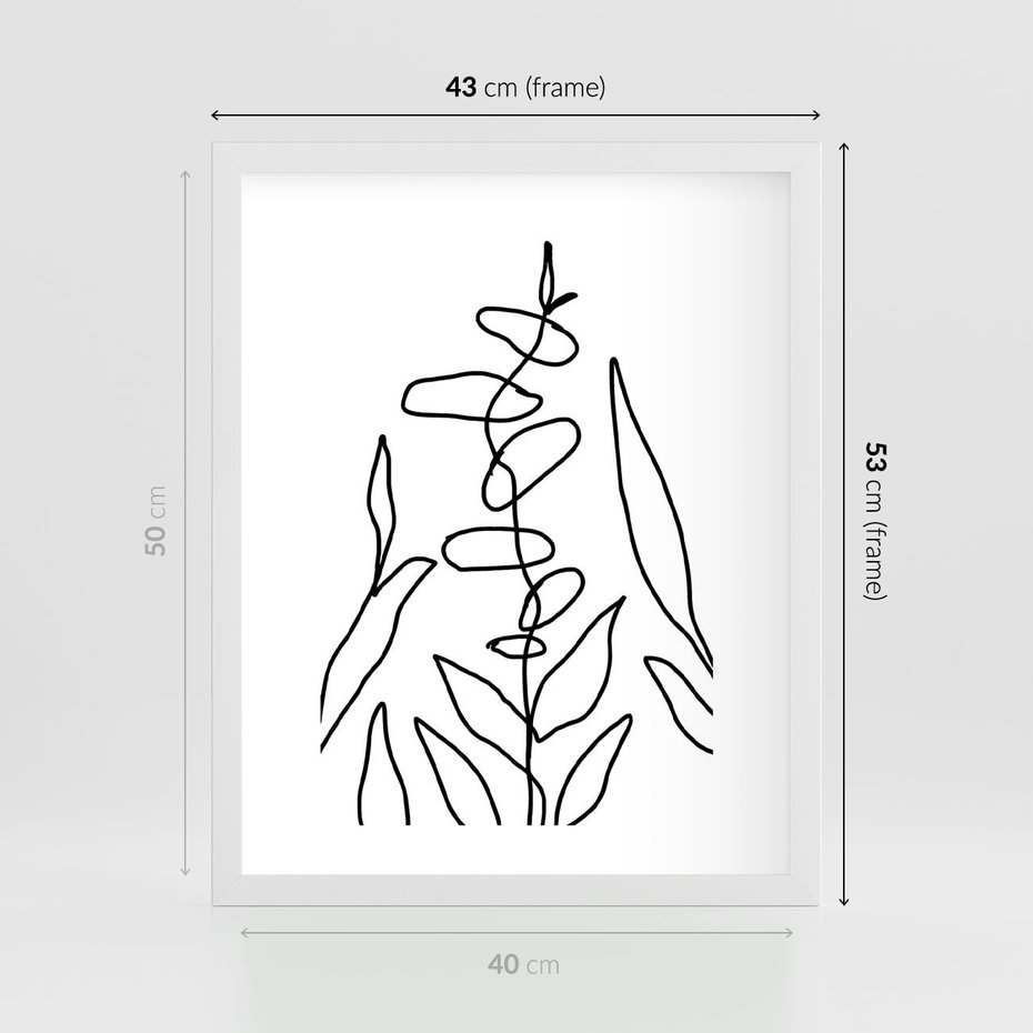 Plakat w ramie 40x50 - Konturem Naznaczone - mroczna sztuka, minimalizm - rama biała